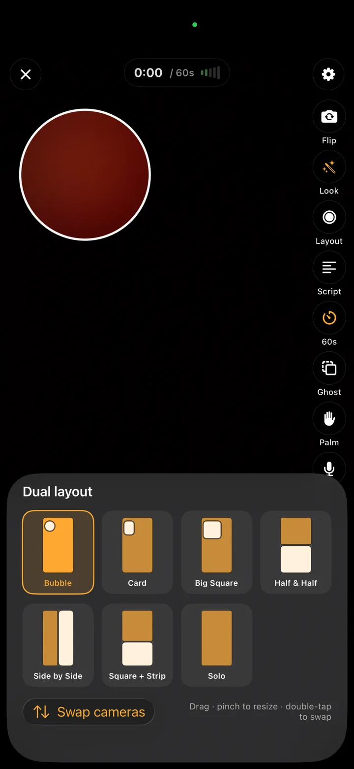 Dual camera layouts