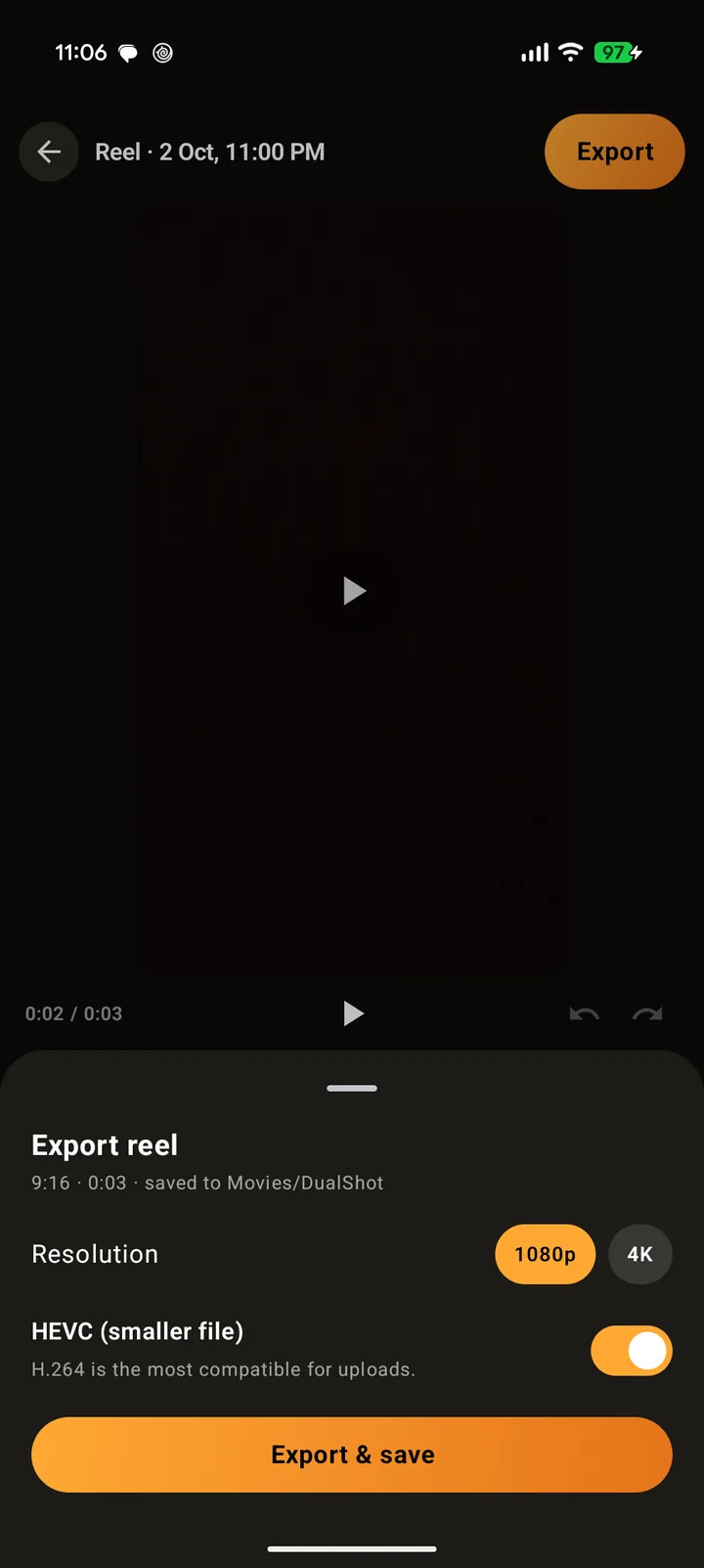 Export settings